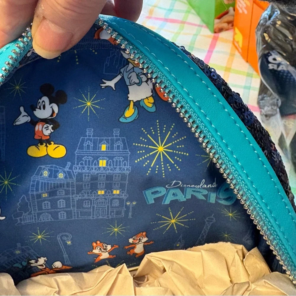Disneyland Paris Loungefly Backpack- Blue And Gold NWT - Picture 4 of 4